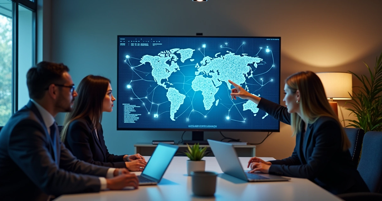 Equipe de TI colaborando em ambiente digital integrado