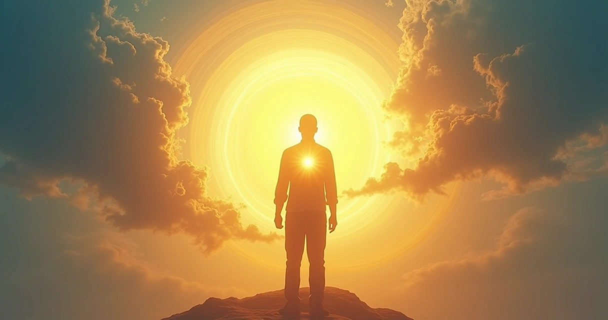 Silhueta de pessoa com luz dourada ao redor, sugerindo transformação interior 