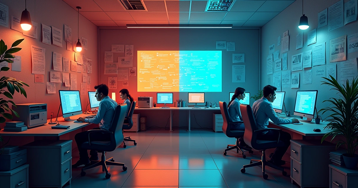 Comparativo entre processos antigos e atuais na empresa 