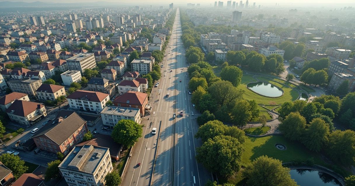 Vista aérea de bairro com áreas em transformação urbana