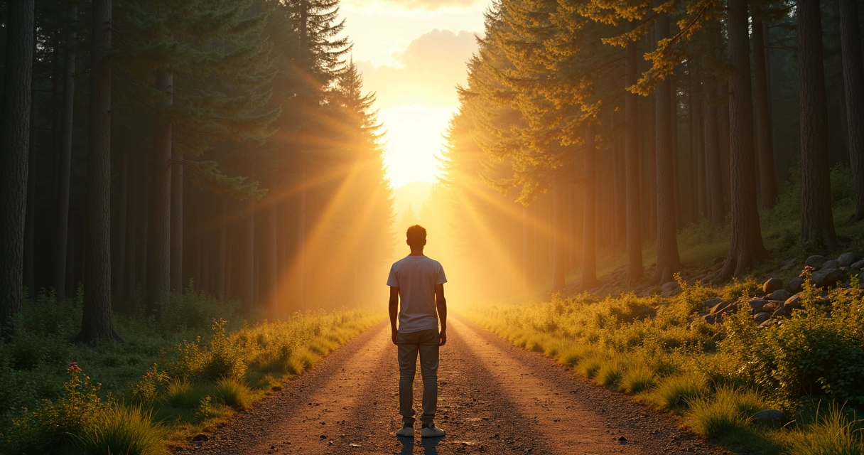 Persona en un cruce de caminos entre cambio rápido y transformación profunda 