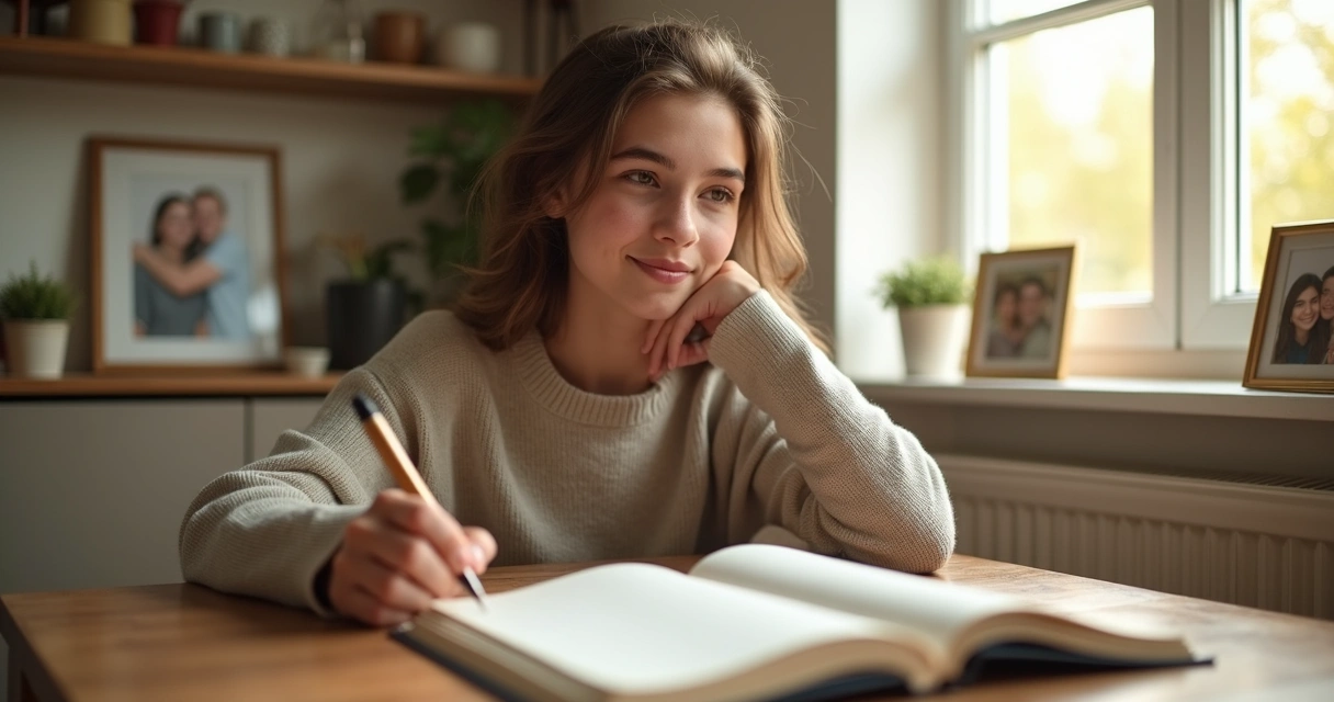 Persona reflexionando sobre su familia y crecimiento personal 