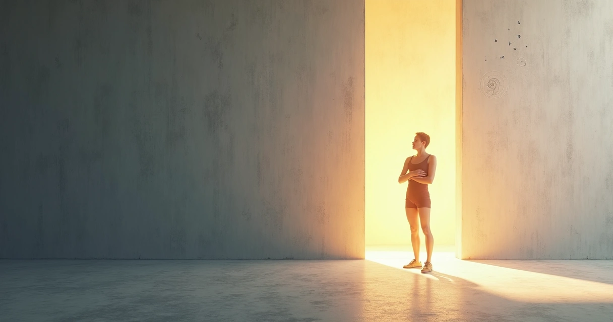 Person stepping from a dark shadow of shame into a bright path of learning 