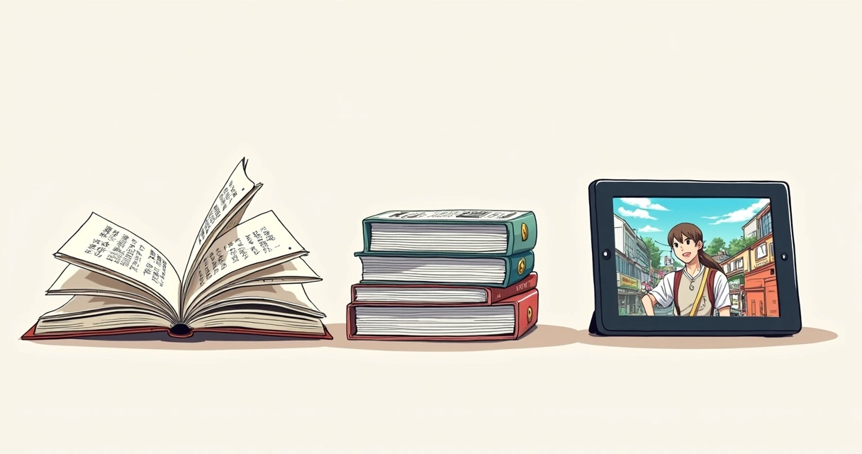 Livro, mangá e anime lado a lado 