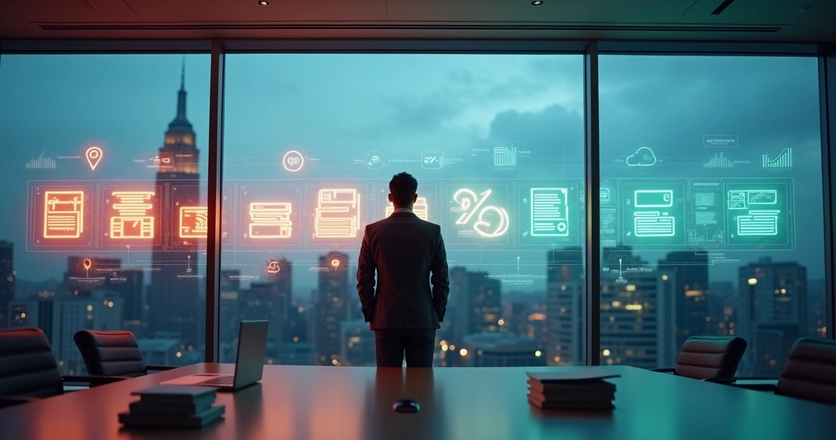 Executivo observando linha do tempo fiscal digital com destaque para imposto de renda 