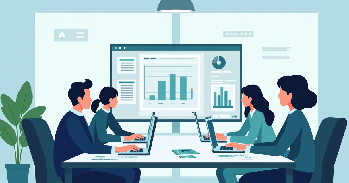 Equipe digital analisando relatórios de transição de pagamento 
