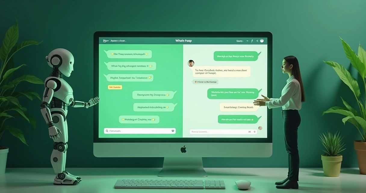 Bot do WhatsApp transferindo conversa para atendente humano em tela de computador 