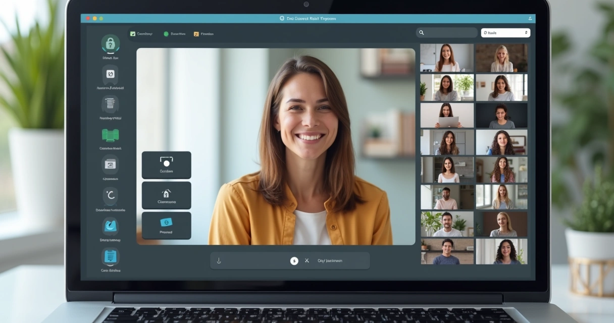 Transmissão ao vivo de curso online com professor e estudantes conectados 