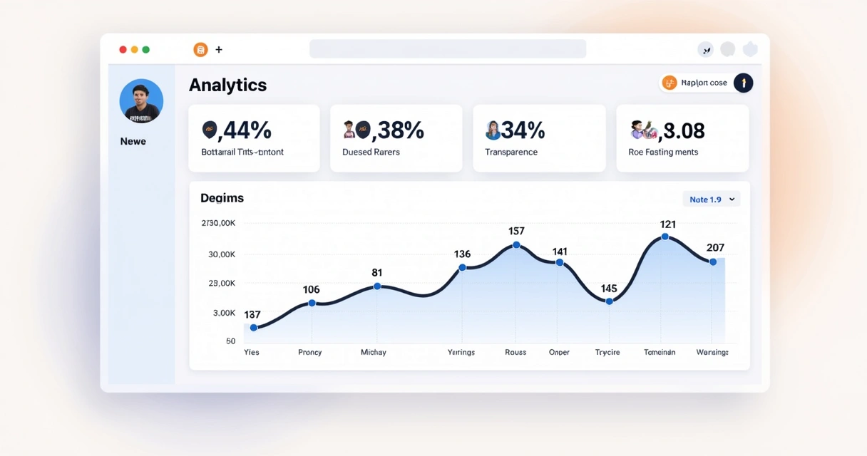 Ilustração de painel transparente de análise IA de influenciadores 
