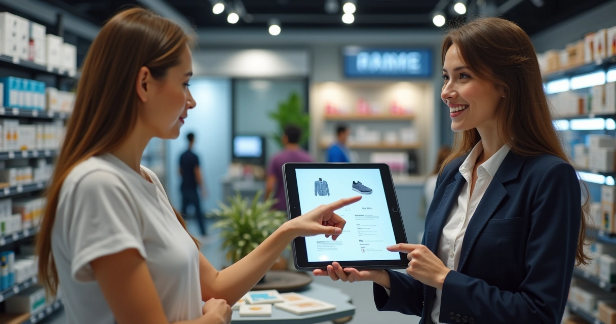 Fornecedor explicando informações do produto a cliente 