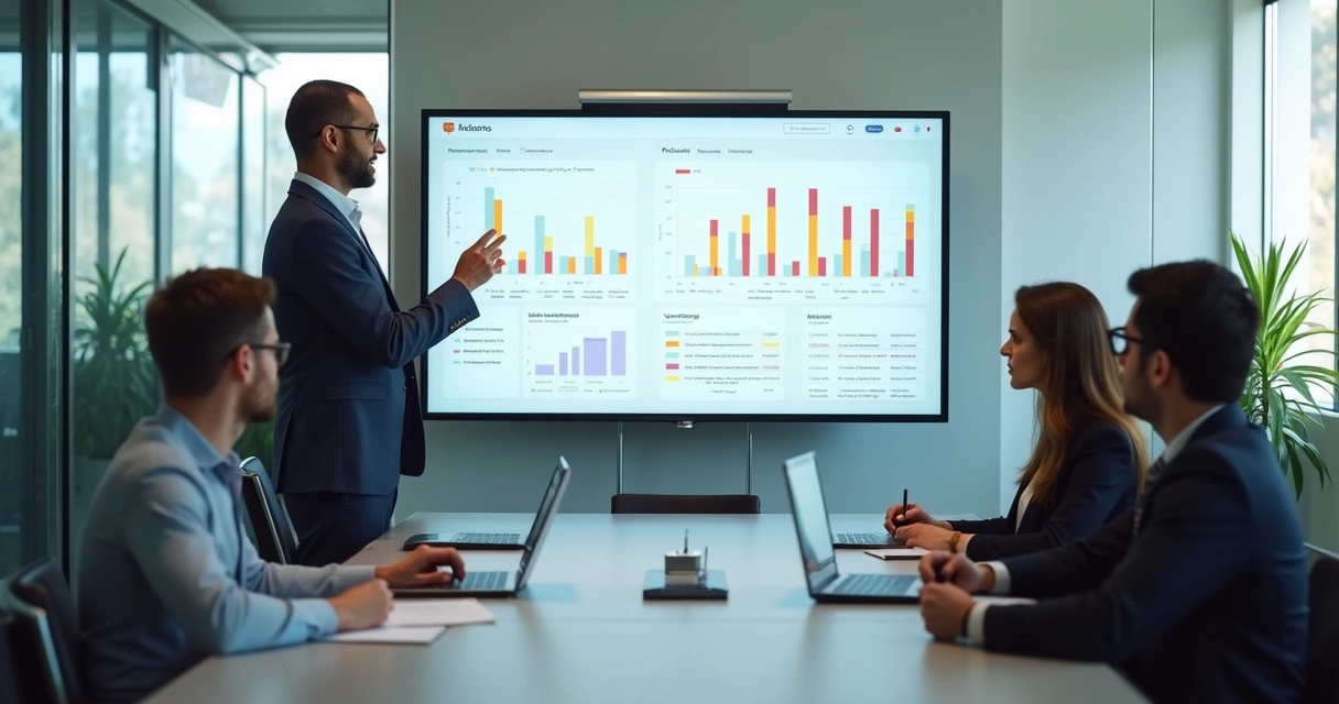 Leader presenting clear progress updates to a team