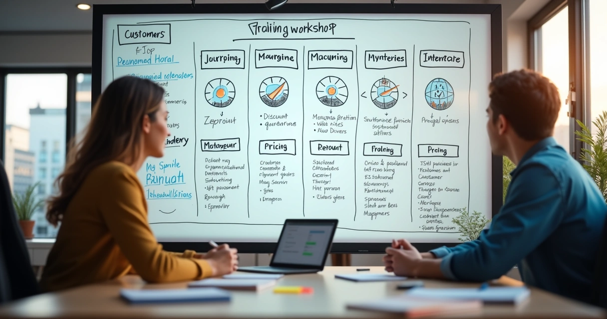 Transparent pricing framework shown on a strategy board 