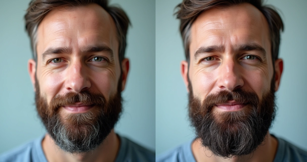 Comparativo antes e depois transplante de barba 