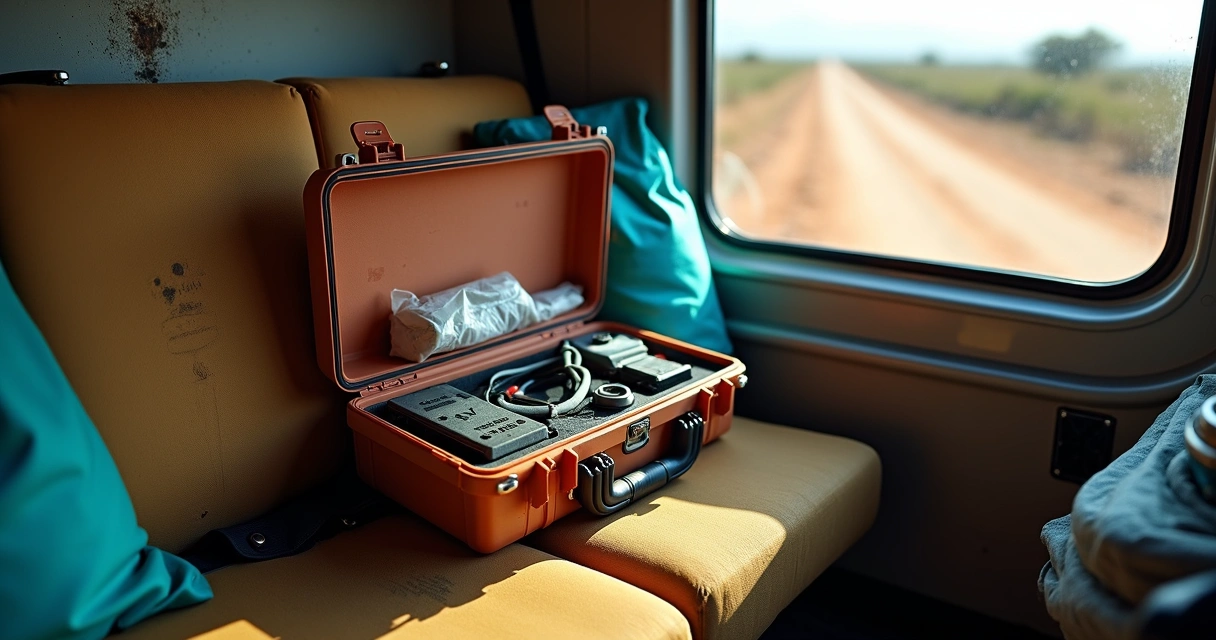 Estojo rígido de orquidômetro em transporte sanitário rural