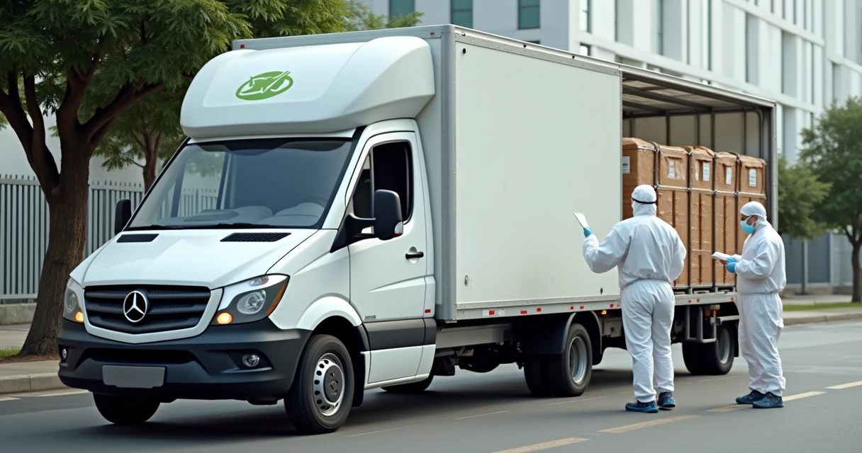 Transporte seguro de resíduos hospitalares em caminhão especializado 