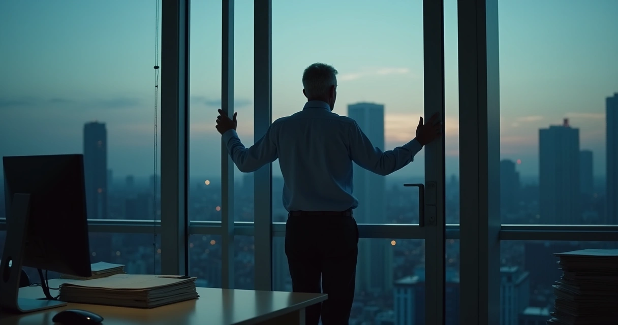 Pessoa checando se a porta está trancada no escritório 