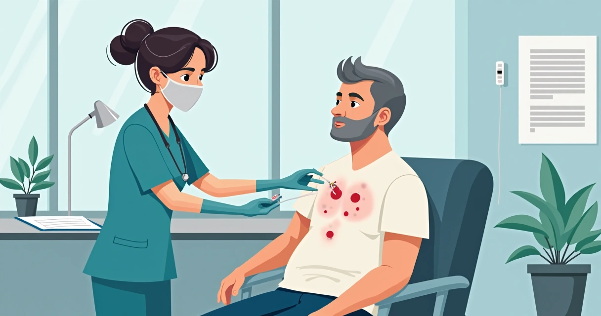 Manejo clínico da herpes-zóster e complicações em imunocomprometidos 1 Profissional de saúde administrando antiviral intravenoso em paciente em ambiente hospitalar