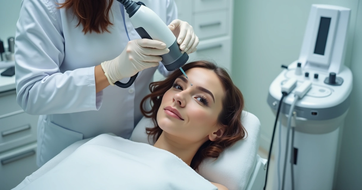 Queda de cabelo: 8 sinais de alerta e quando procurar um dermatologista 23 Paciente recebendo tratamento capilar a laser em clínica dermatológica