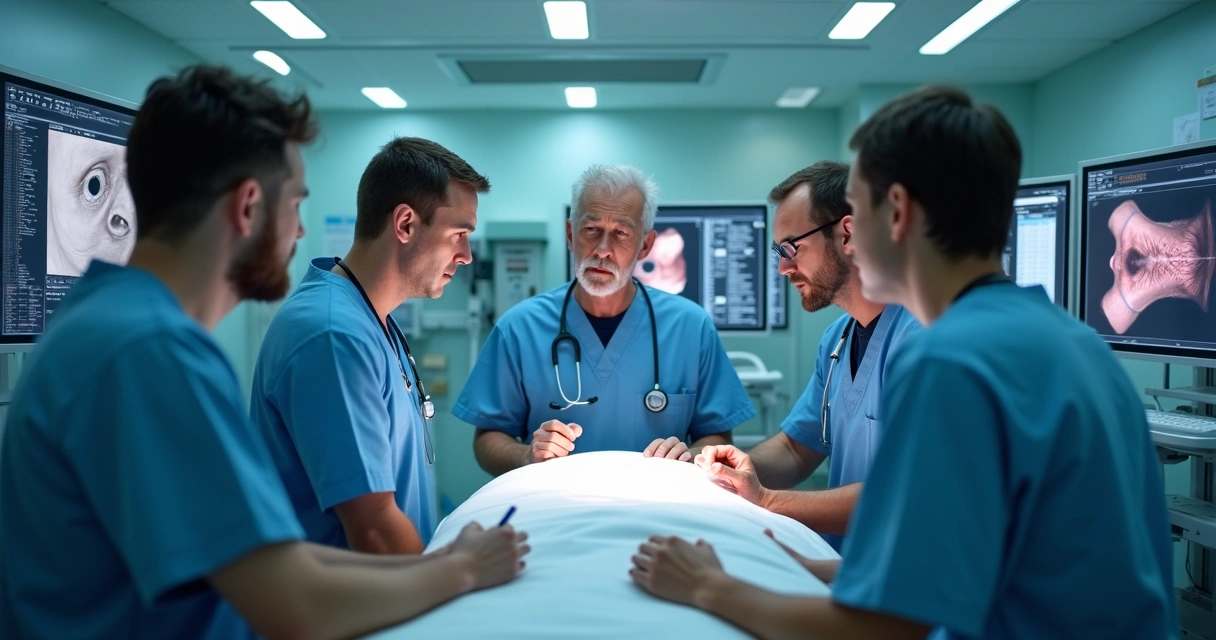 Equipe médica cuidando de complicações penianas em hospital moderno 