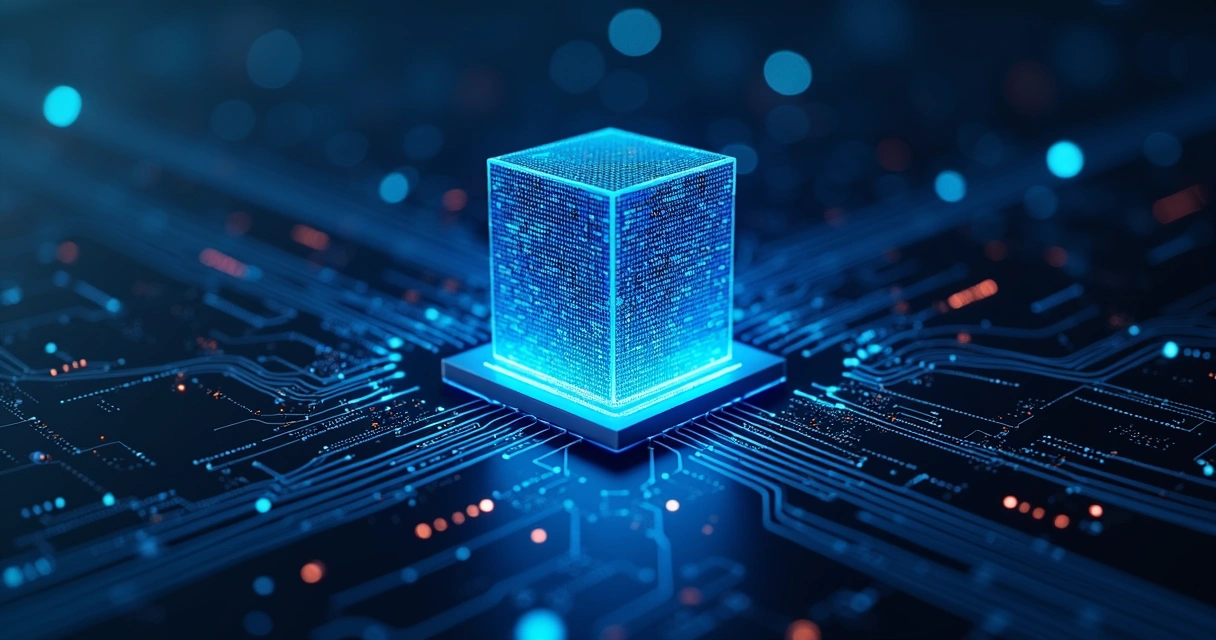 Representação visual de IA analisando grandes volumes de dados digitais 