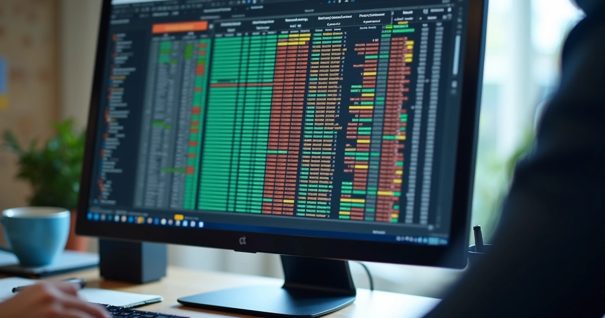 Planilha colorida exibindo dados sendo limpos e organizados para BI 