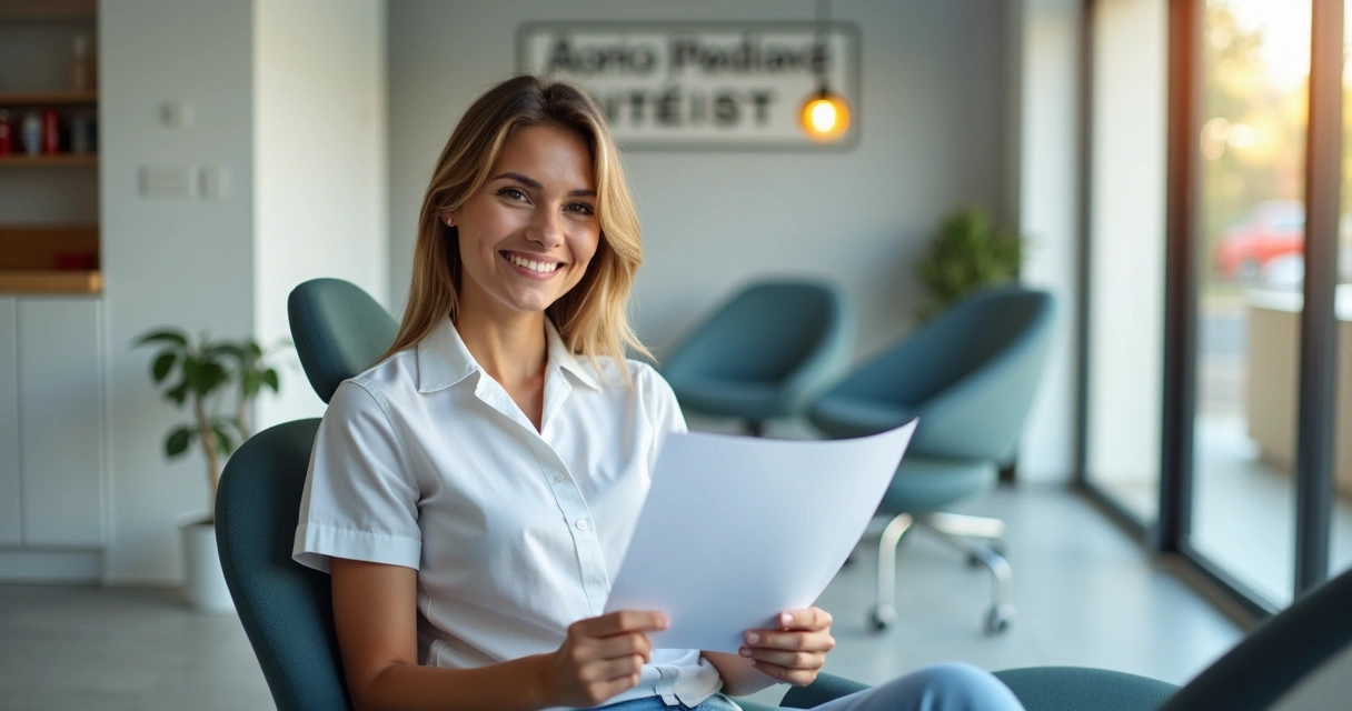 Paciente feliz em Cajamar após receber aprovação imediata em clínica moderna 