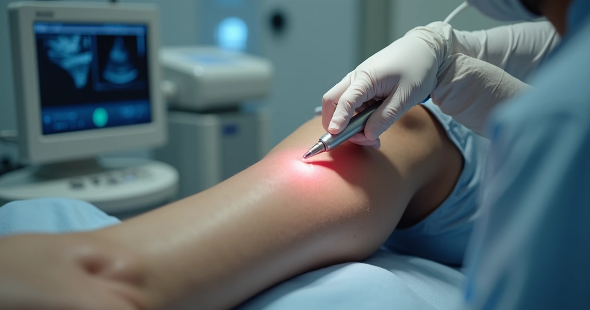 Tratamento de varizes com laser em perna masculina 