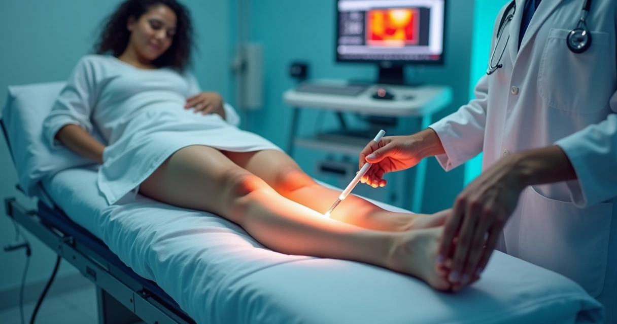 Aplicação de laser endovenoso em tratamento de varizes sem cortes em clínica vascula 