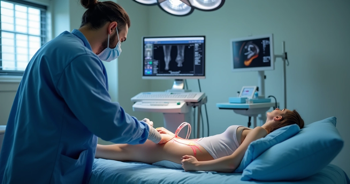 Tratamento de varizes com endolaser guiado por ultrassom em clínica vascular moderna 
