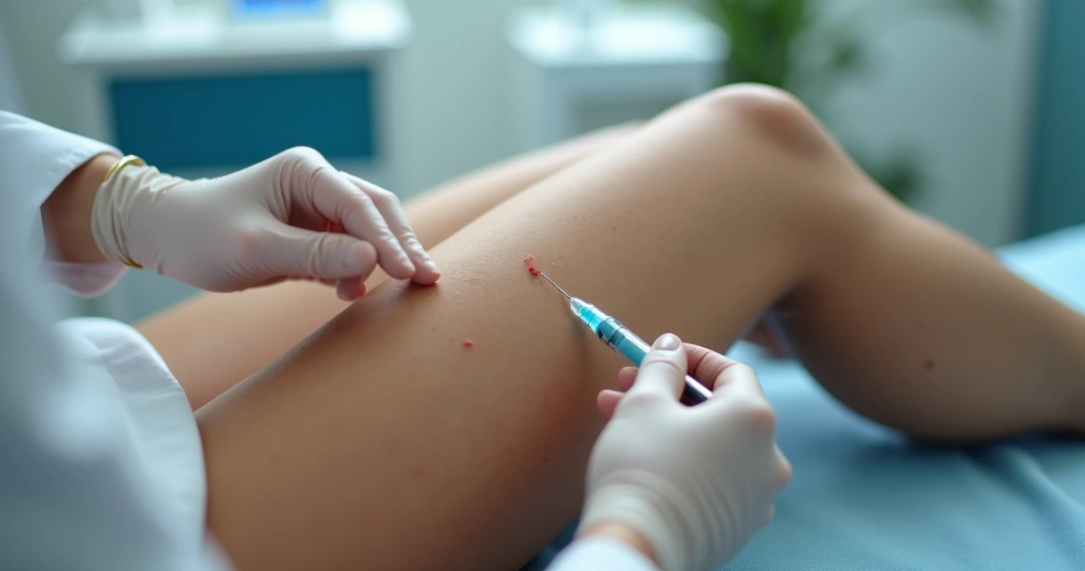 Procedimento estético em pernas femininas para tratamento de vasinhos