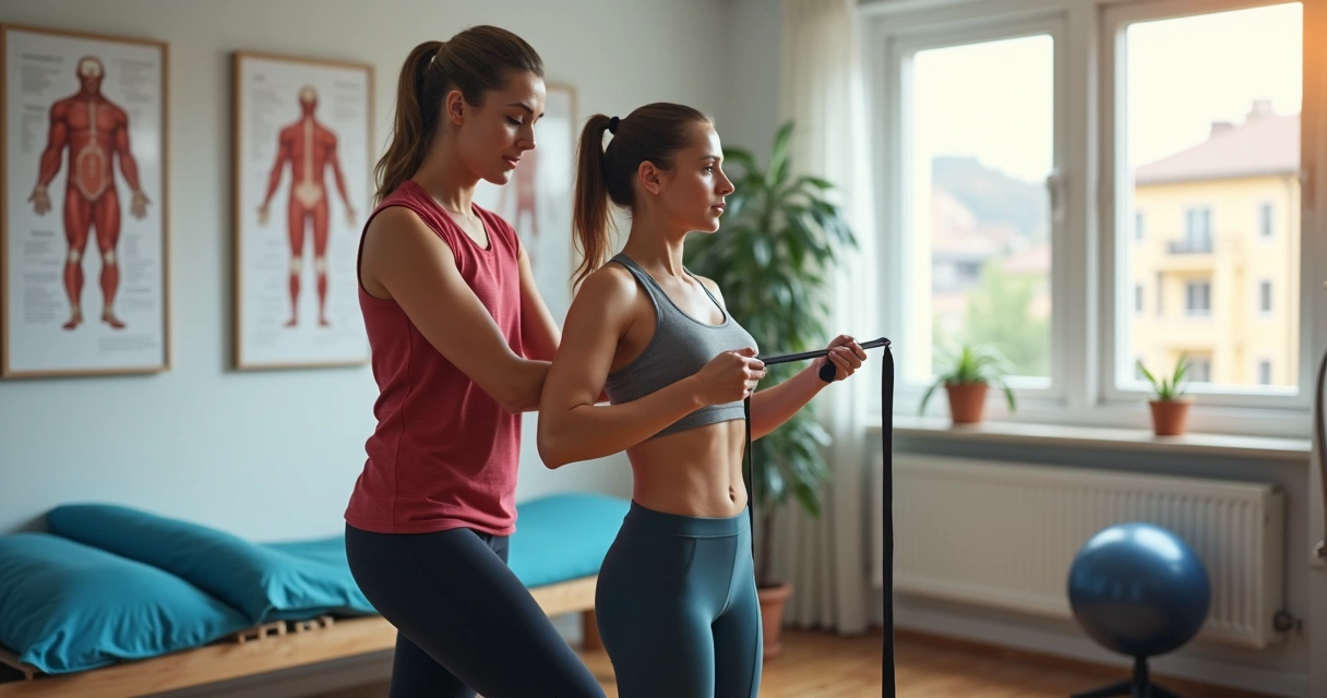 Paciente realiza fisioterapia para dor crônica em consultório com aparelhos e acompanhamento profissional 