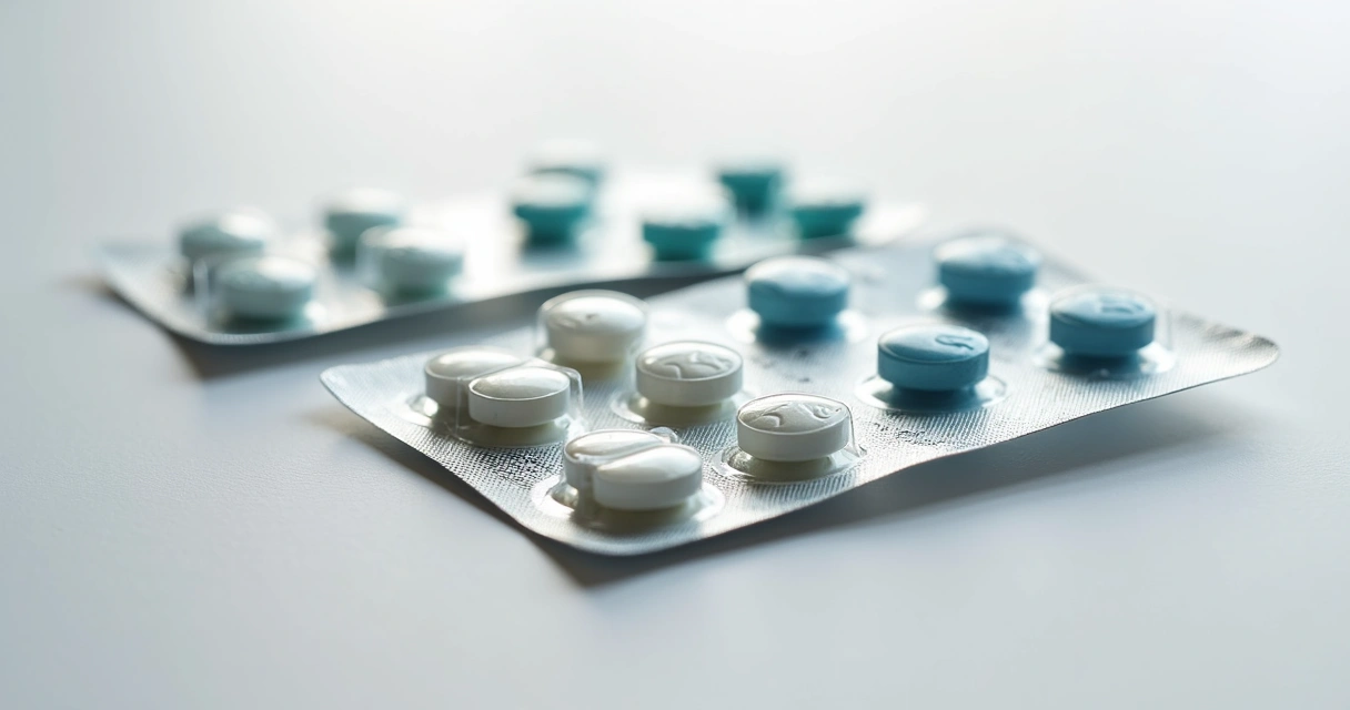 Comprimidos antivirais sobre superfície branca