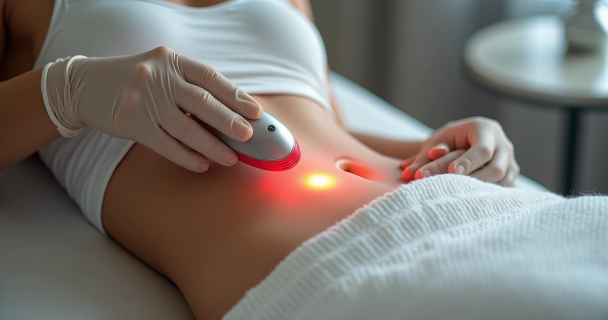 Aplicação de laser íntimo em consultório médico 