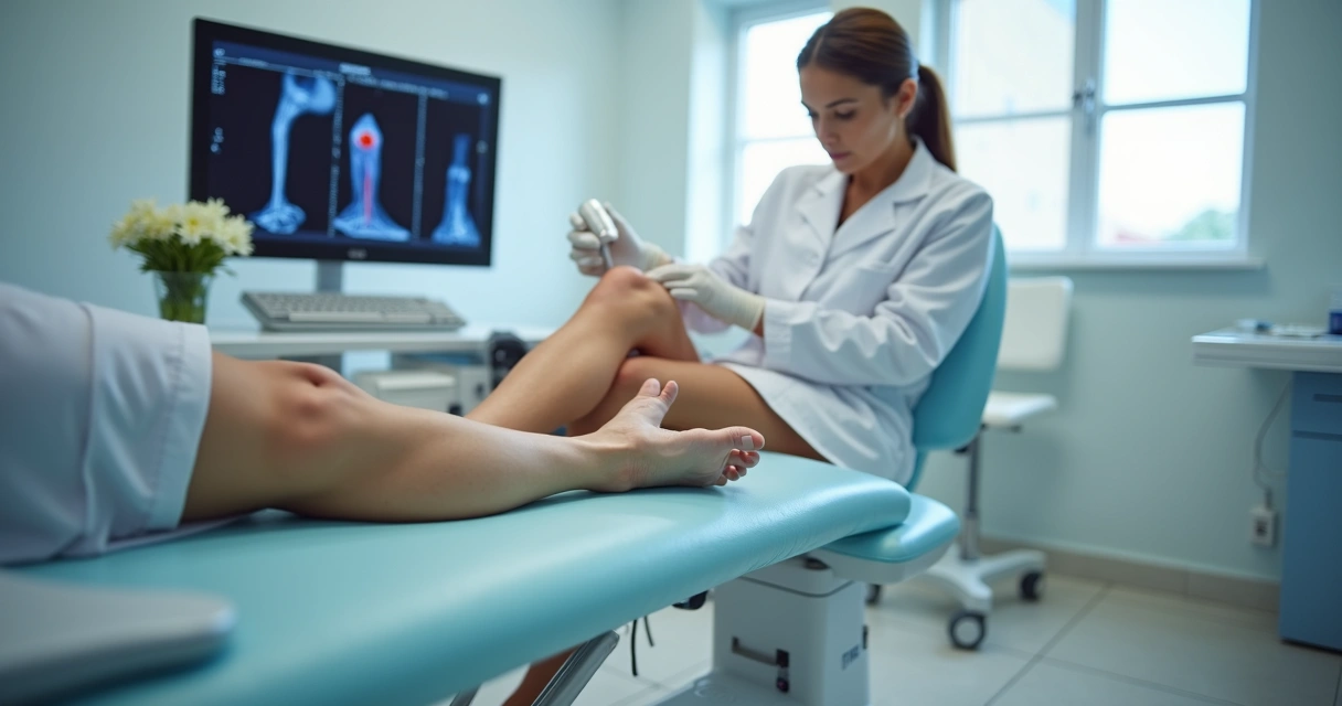 Aplicação de laser em pernas com avaliação vascular 