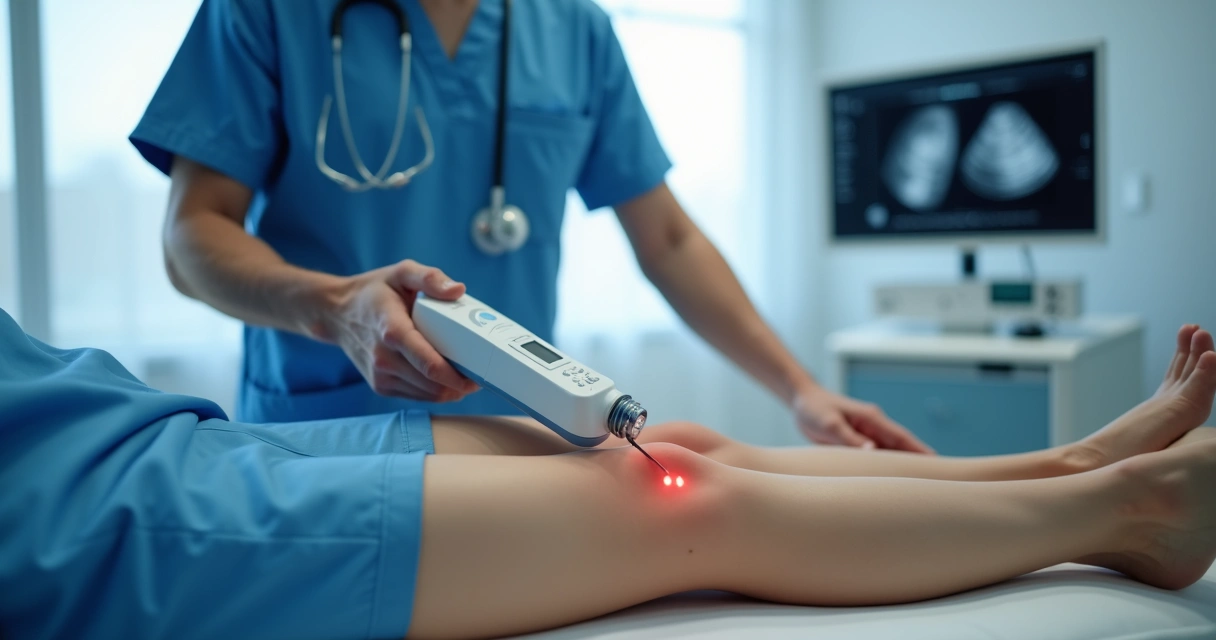 Aplicação de laser endovenoso em procedimento vascular