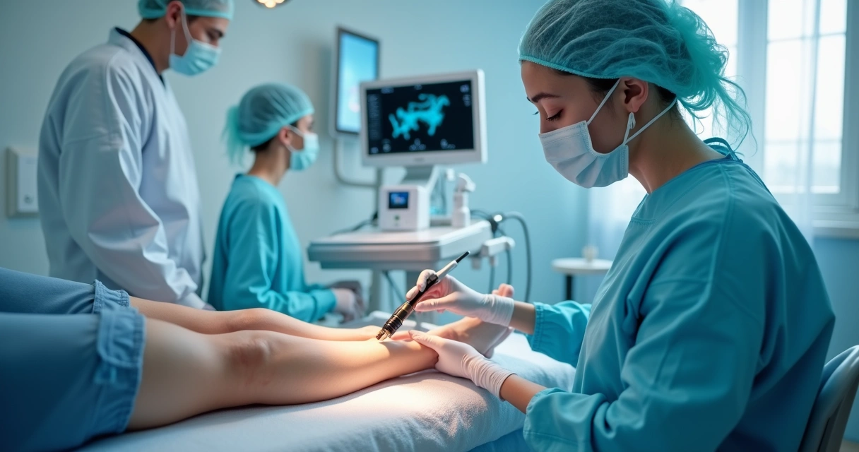 Procedimento de laser endovenoso em clínica vascular