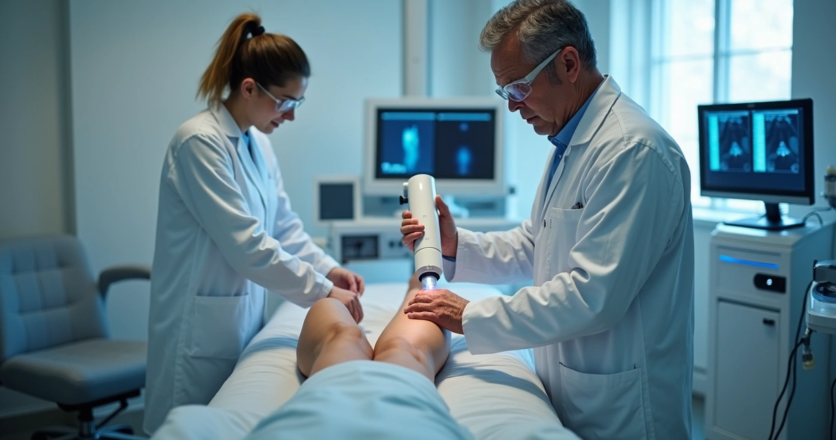 Procedimento de tratamento de varizes com laser em clínica vascular moderna 