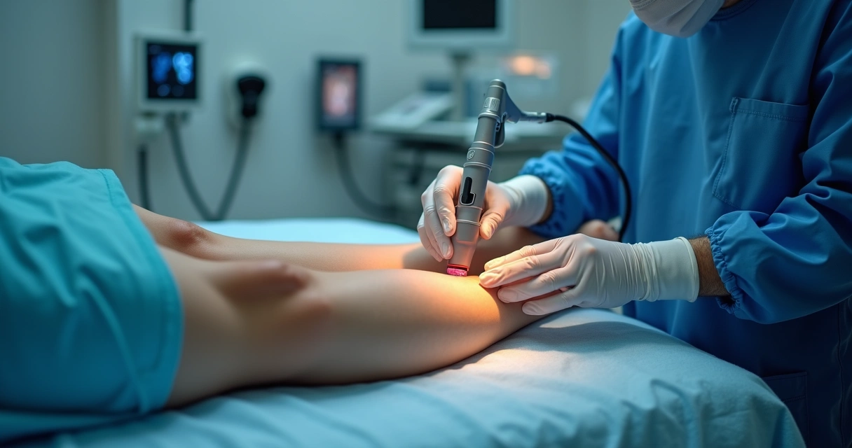 Tratamento com laser realizado em clínica vascular 