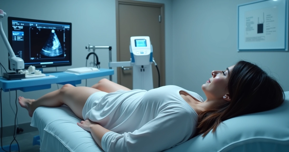 Tratamento de veia com laser guiado por ultrassom em clínica