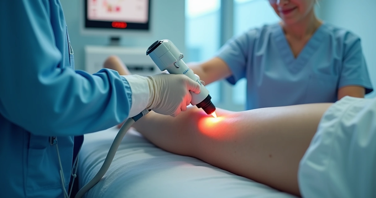 Tratamento moderno em perna com laser vascular 