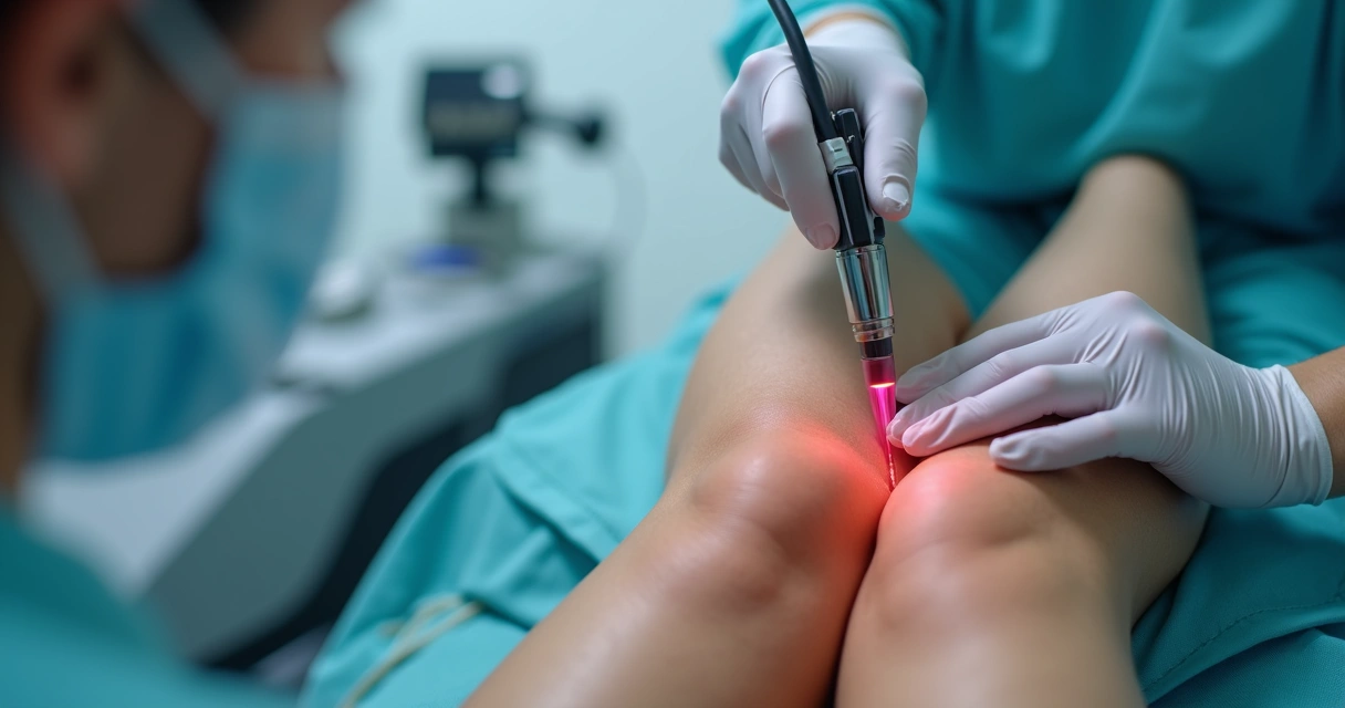 Procedimento moderno com laser para tratamento de varizes na perna 