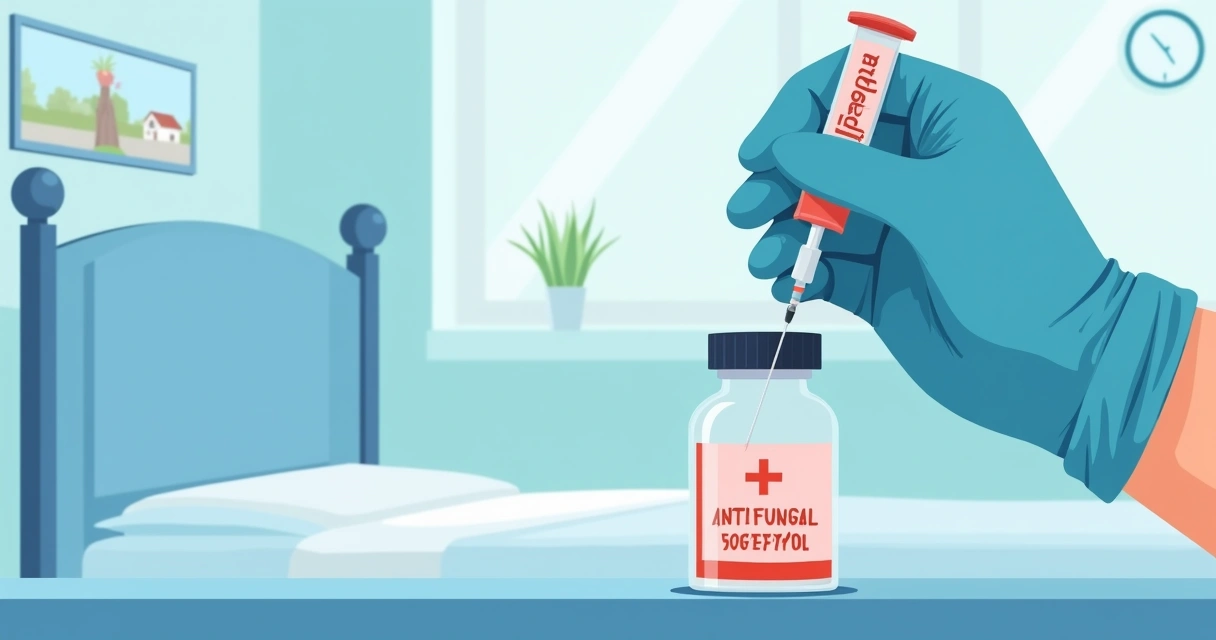 Emergência médica: diagnóstico e tratamento da mucormicose 2 Frasco de antifúngico em ambiente hospitalar