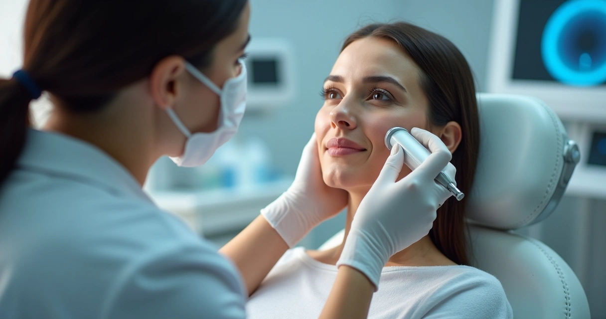 Tratamento avançado de pele com laser em consultório dermatológico 