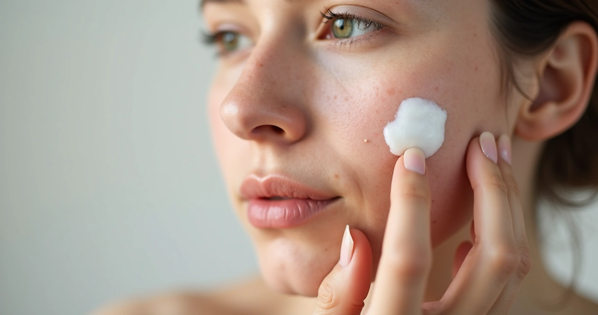 Aplicação de creme tópico em mancha de vitiligo no rosto 