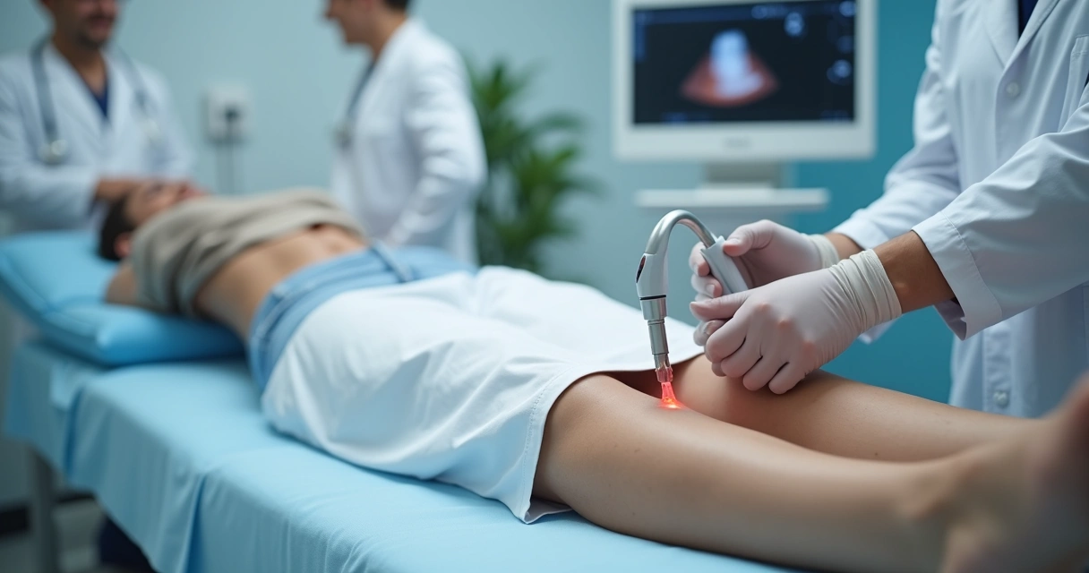 Aplicação de laser endovenoso guiado por ultrassom em veias varicosas