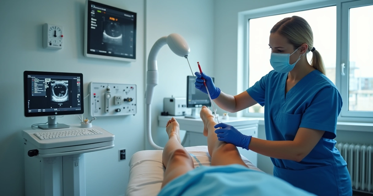 Equipamento de laser moderno para tratamento de varizes em clínica vascular 