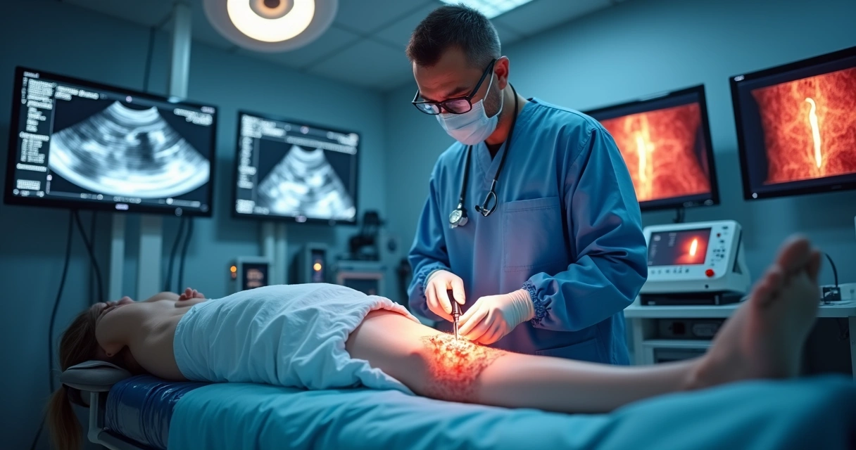 Médico realiza tratamento de varizes com laser guiado por ultrassom 