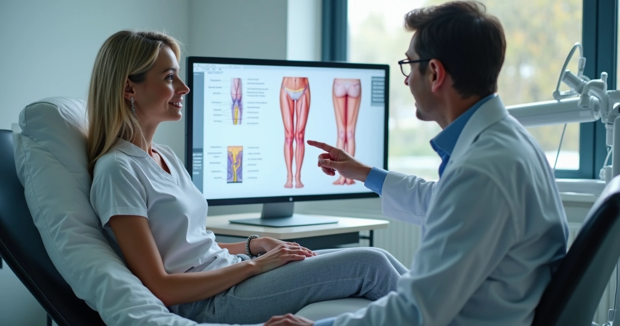 Tratamento moderno de varizes em consultório médico 