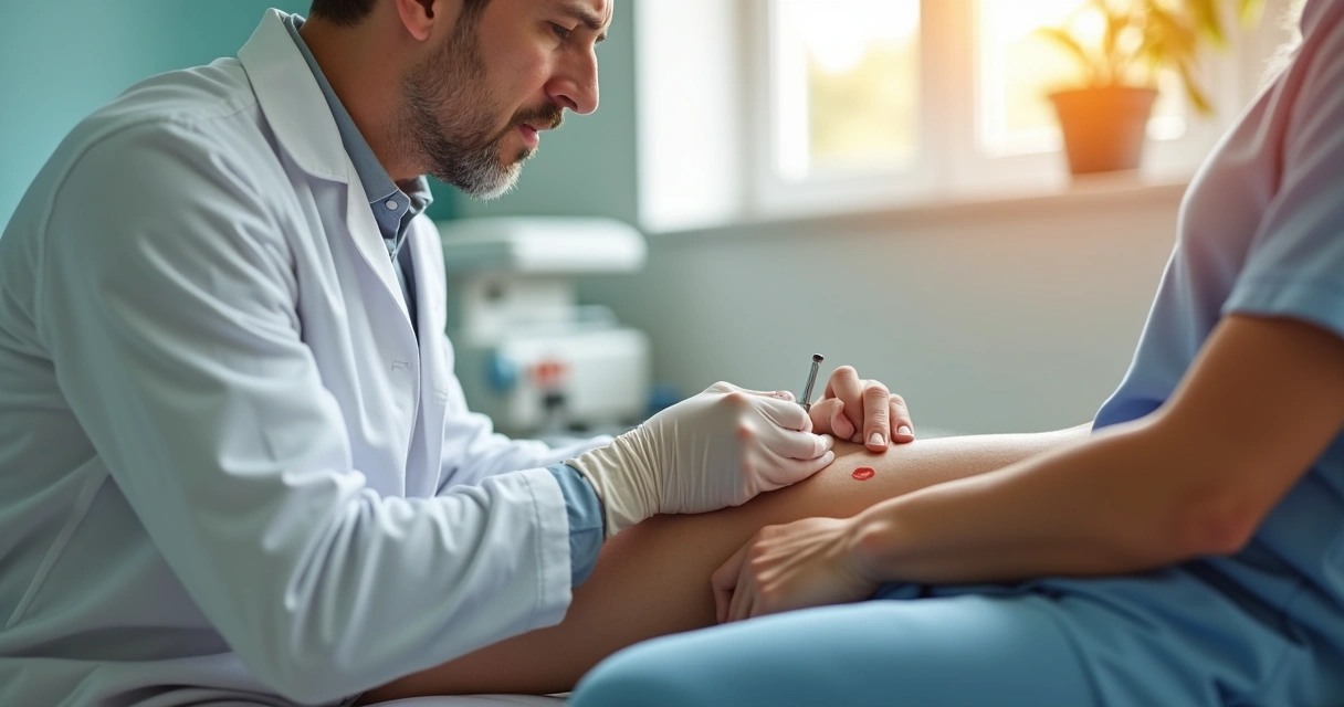 Paciente recebendo tratamento moderno para varizes com técnica ATTA em clínica de Belém, com médico aplicando procedimento seguro e sem cirurgia tradicional 