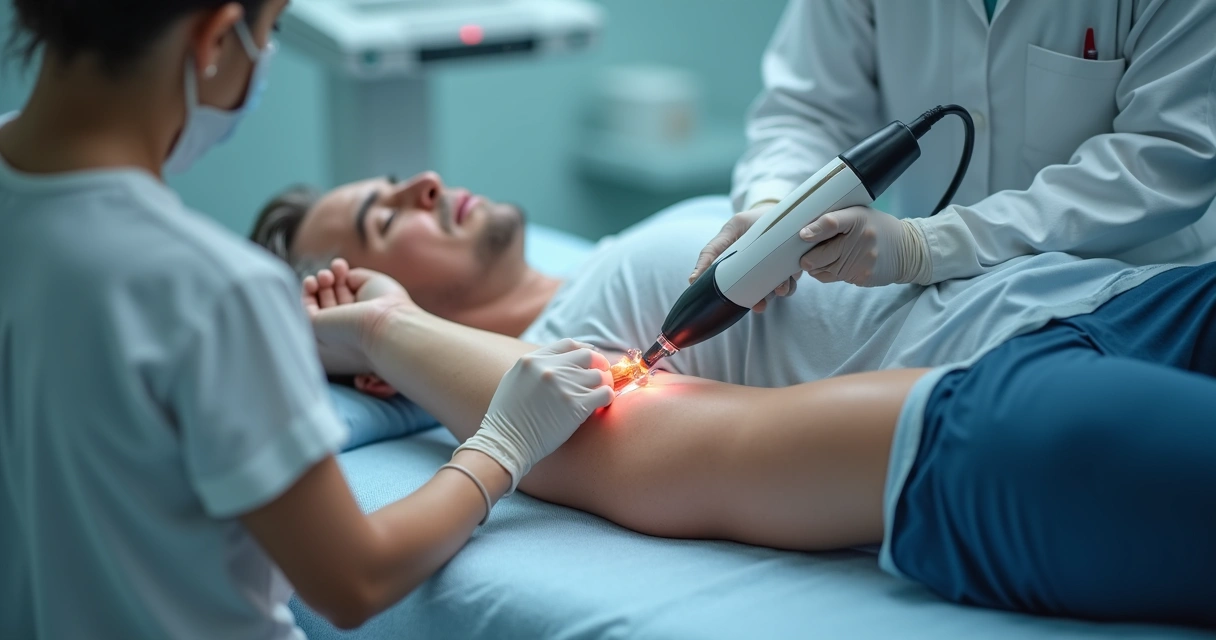 Procedimento moderno para veias dos braços usando laser sem cirurgia